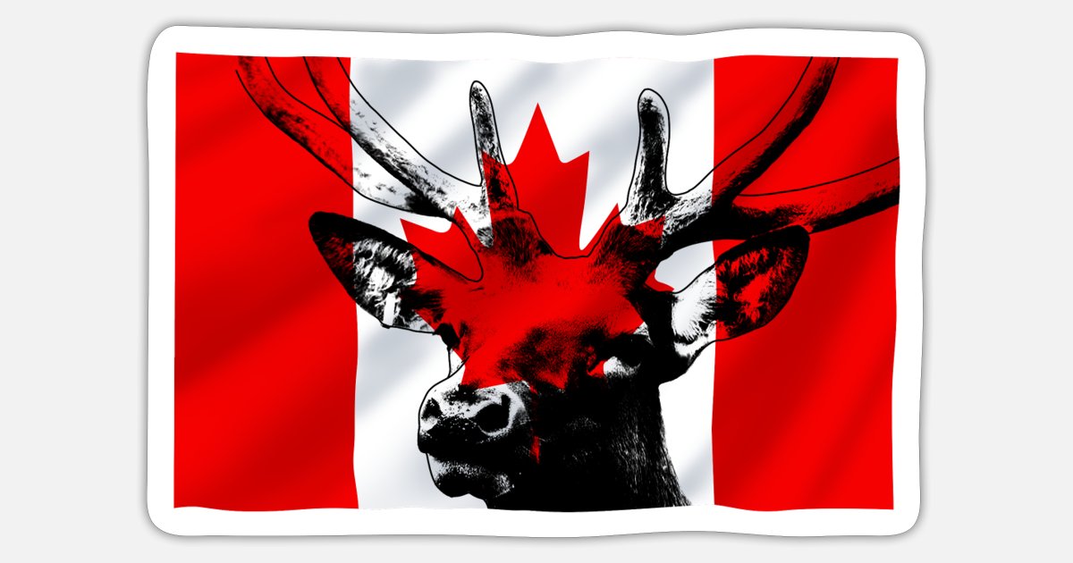 Vinyl Sticker Waterproof Decal Moose Canada Flag 