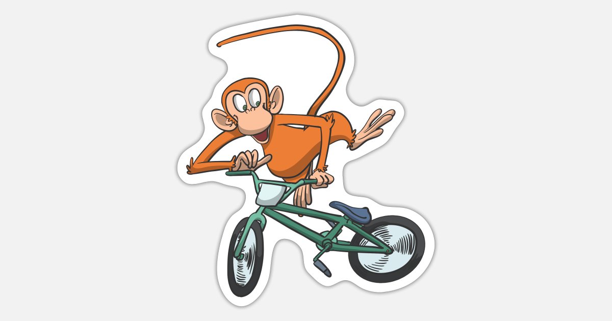Monkey Race Bike Bicycle Jump' Sticker | Spreadshirt