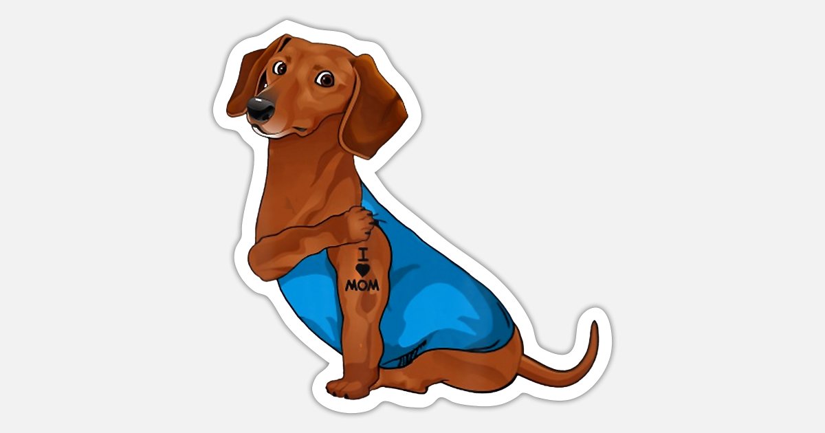 Funny dachshund Dog I Love Mom Tattoo dachshund' Sticker | Spreadshirt