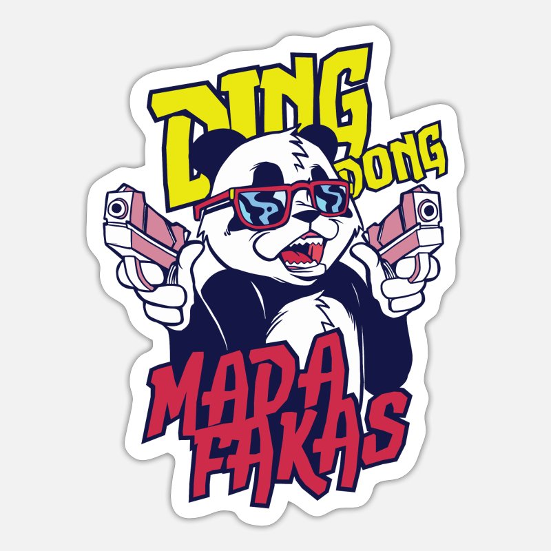 Ding Dong Panda madafakas cartoon panda with guns' Sticker | Spreadshirt