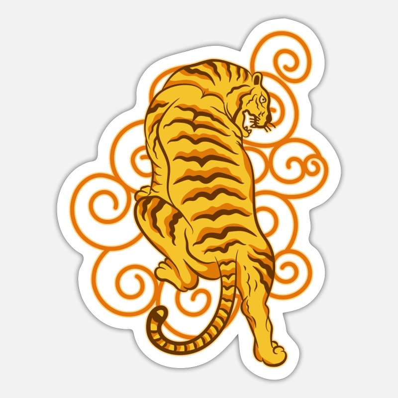 Japanese traditional golden TIger Tattoo Art' Sticker | Spreadshirt