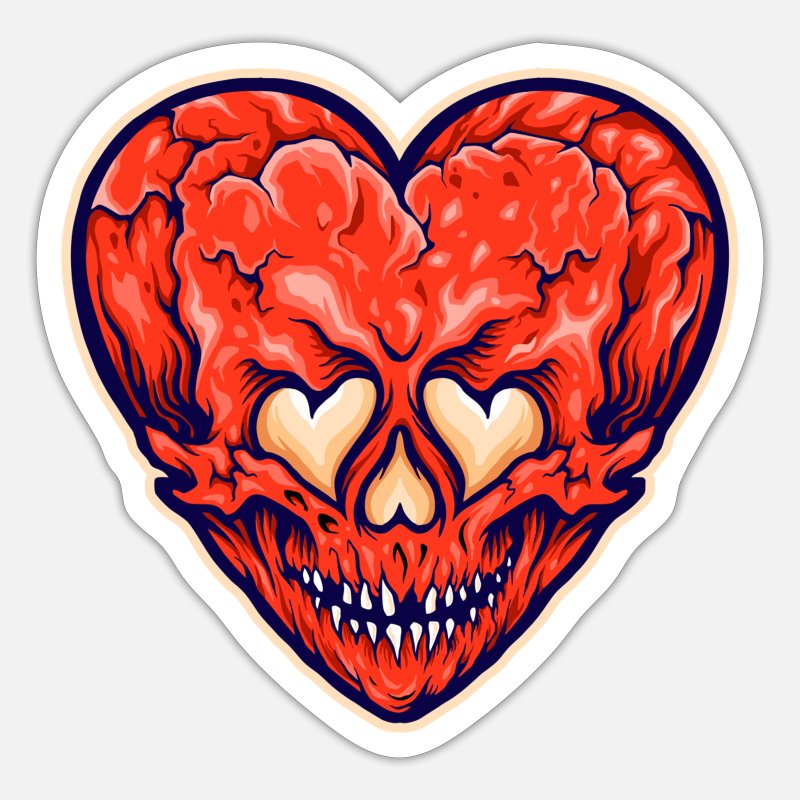 Broken Heart Scary Valentine cartoon heart' Sticker | Spreadshirt