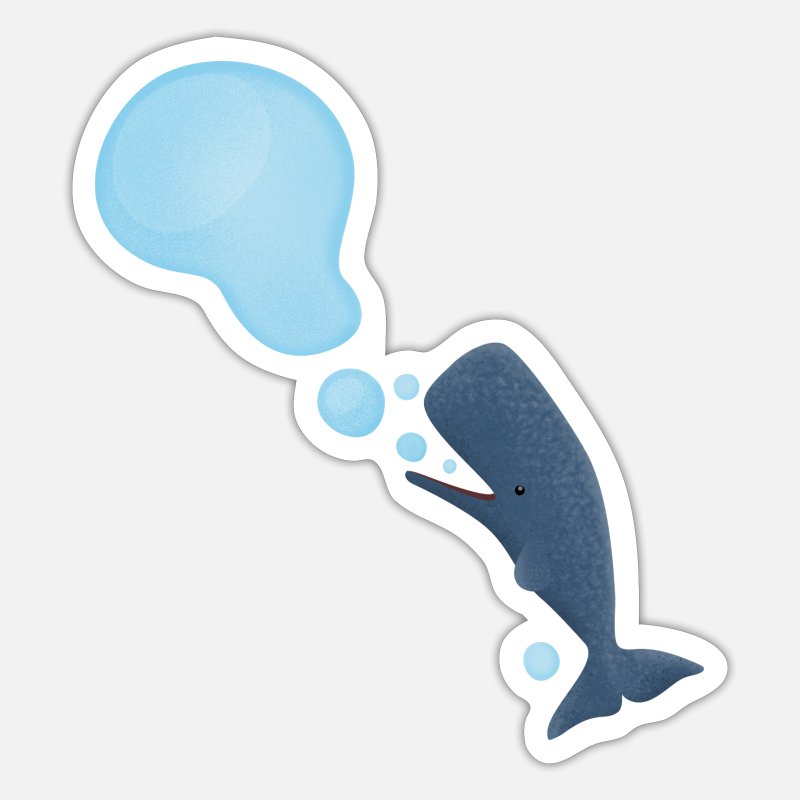 'Cute sperm whale blowing bubbles cartoon' Sticker | Spreadshirt