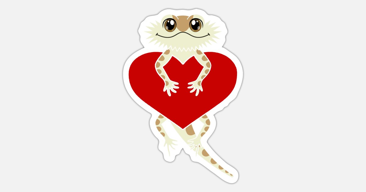 Cute Cartoon Bearded Dragon Valentines Day Gift' Sticker | Spreadshirt