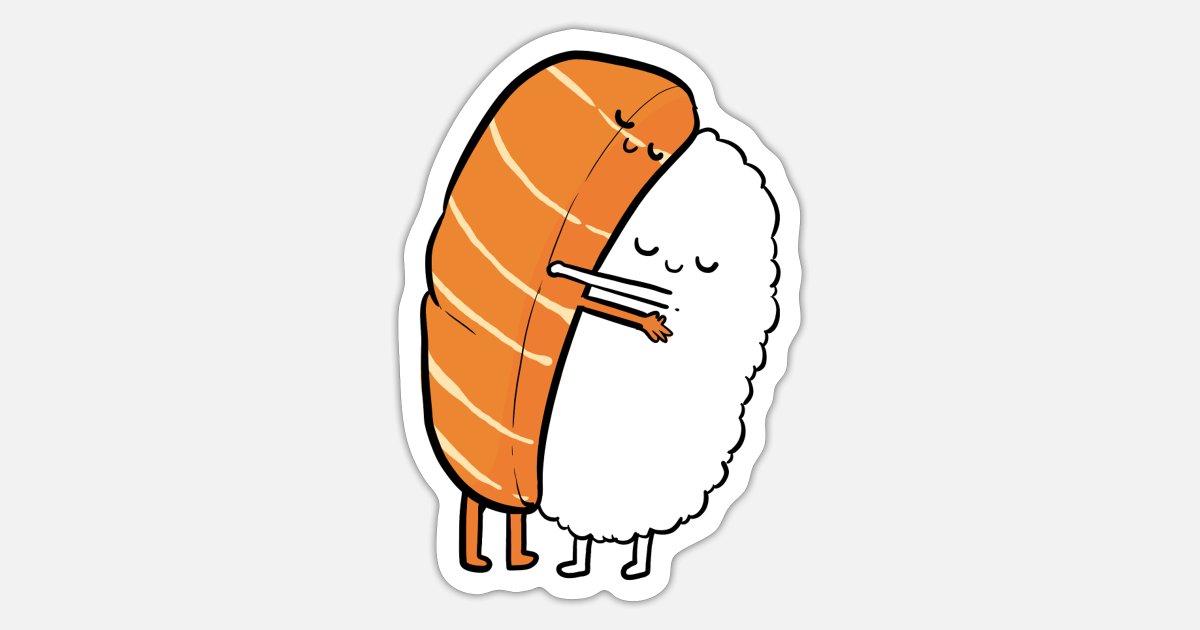 Funny Sushi Hug Anime Ramen Salmon Rice Manga Gift' Sticker | Spreadshirt