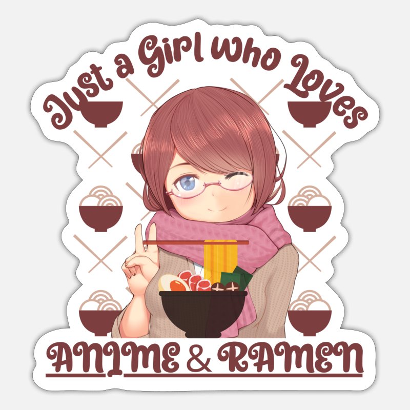 Anime Girl and Ramen' Sticker | Spreadshirt