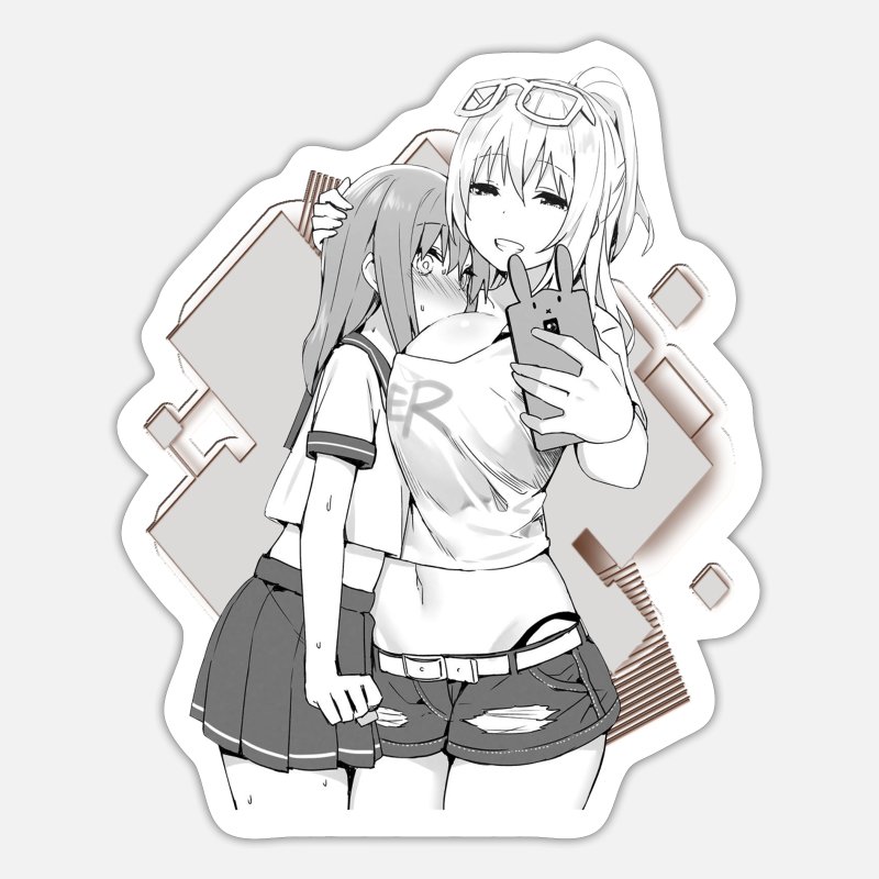 Waifu and Trap Material Selfie Anime boy & Girl' Sticker | Spreadshirt
