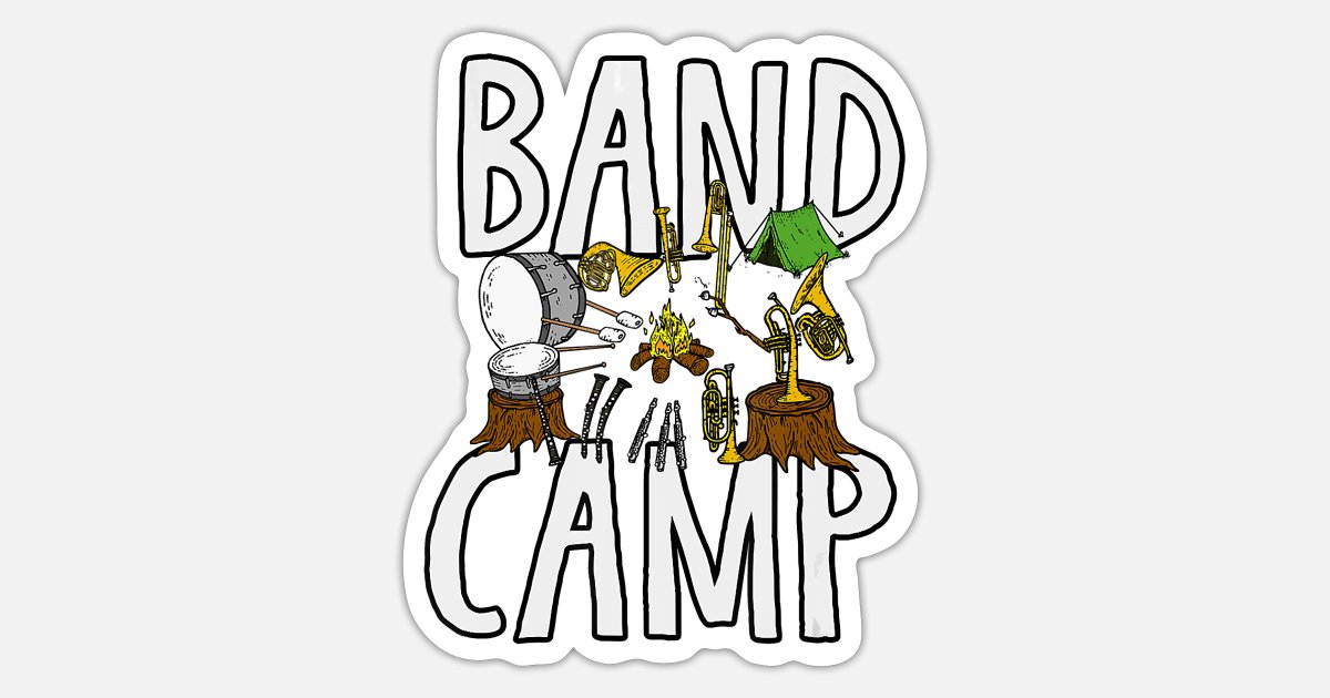 Crust Prophecy lamp 'Band Camp Instruments Around Campfire Band' Sticker | Spreadshirt