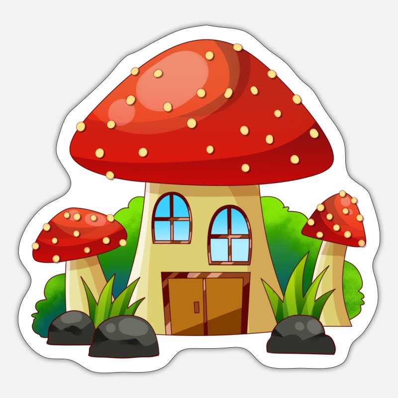 Cartoon Fairy Tale Cute Mushroom House Design' Sticker | Spreadshirt
