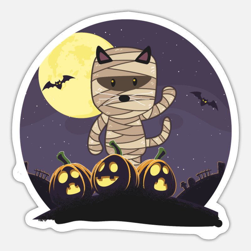 Mummy Cat Halloween' Sticker | Spreadshirt