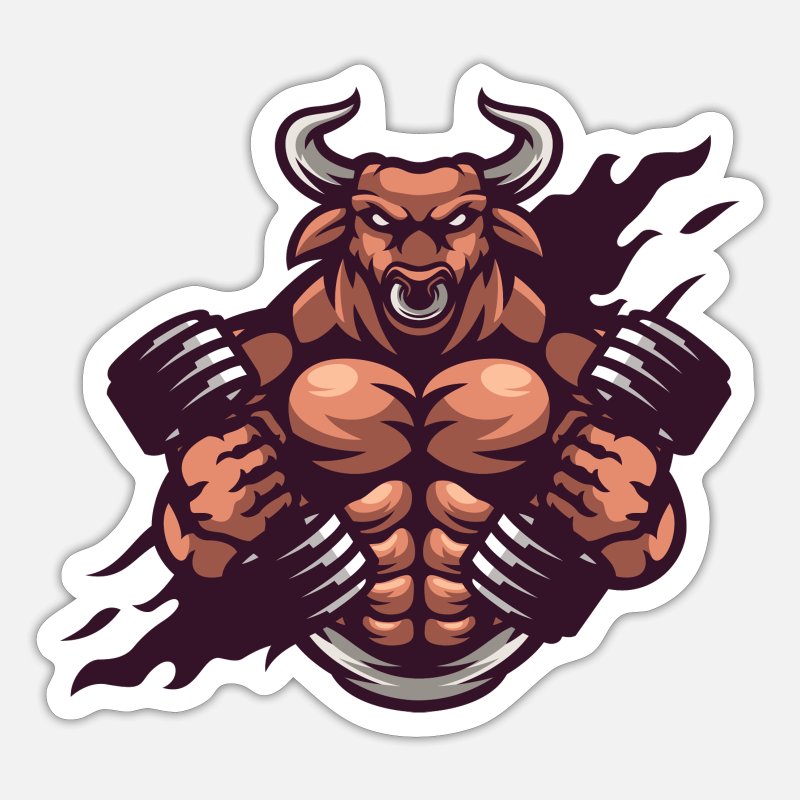 Bull minotaur gym strongman bodybuilder animal' Sticker | Spreadshirt