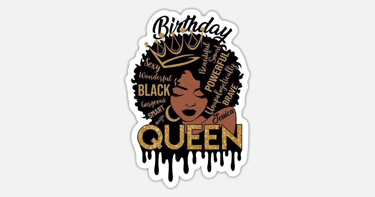 Personalized Name Birthday Queen Black Women Happy' Sticker