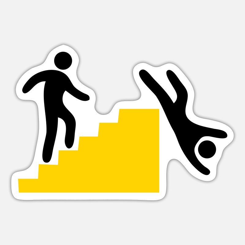 WARNING man jumping off the stairs funny' Sticker | Spreadshirt