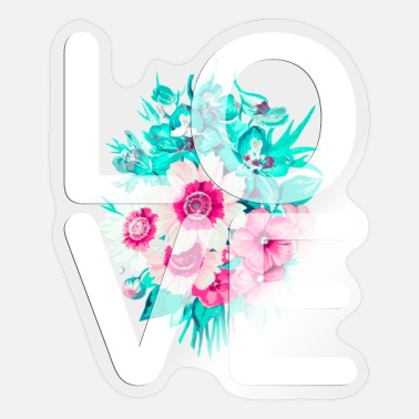 Lovely Elegant Floral Love Typography - Sticker