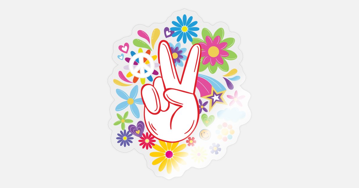 #71189 9x9cm La paz-Peace hippie Flower Power logotipo póster-Sticker Adhesivo