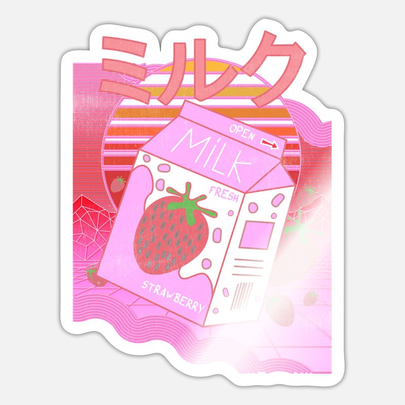 Multicolor 16x16 Milk Strawberry Japanese Anime Souvenir Strawberry Drinking Milk Japanese Kawaii Funny Cute Throw Pillow 