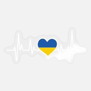Ukraine Ukrainian Flag Heartbeat Ukraine Proud roots love - Sticker