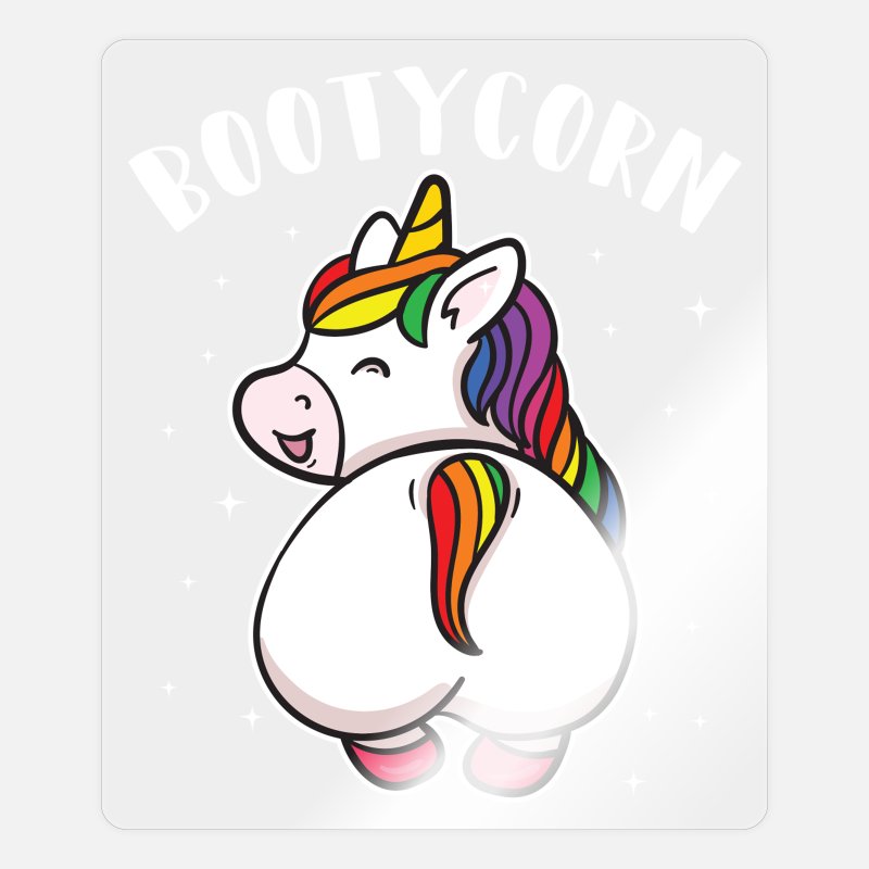 Unicorn Bootycorn Big Butt Thick Funny Gift' Sticker | Spreadshirt