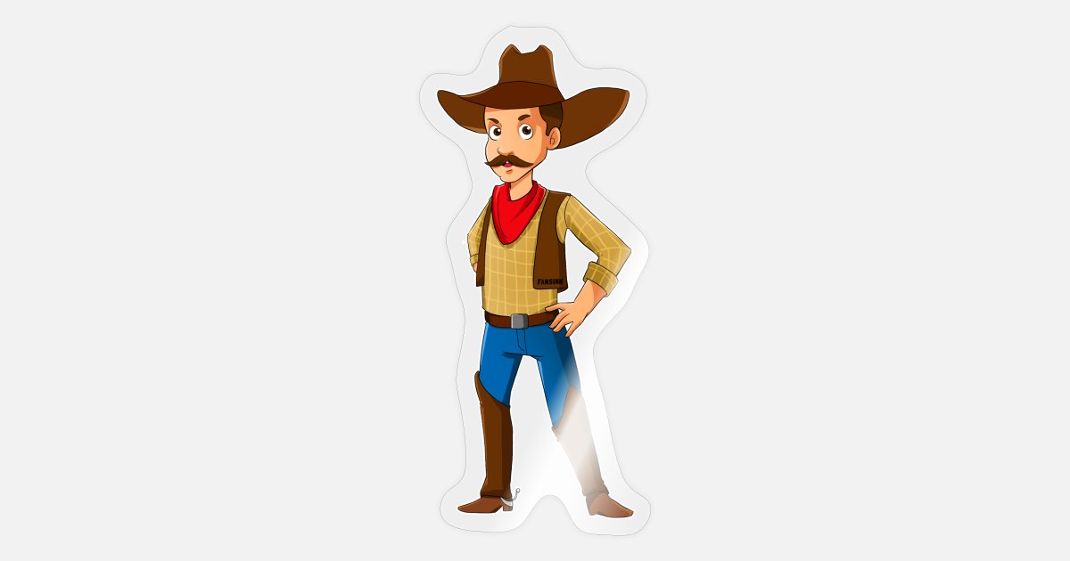 Cowboy Western Sheriff Cartoon Comic Art Gift' Sticker | Spreadshirt