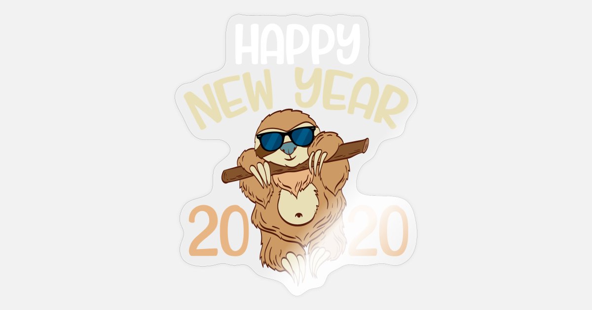 Happy New Year 2020 Sloth Spirit Animal January' Sticker | Spreadshirt