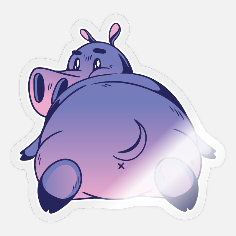 Hippo butt cartoon funny hippo backside' Sticker | Spreadshirt
