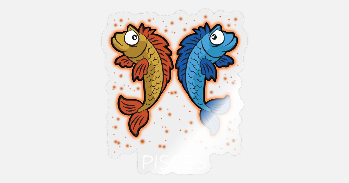 PISCES Zodiac Sign Funny Fish Cartoon Comic Humor' Sticker | Spreadshirt