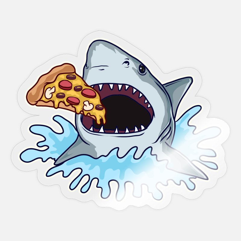 'Funny Shark Eating Pizza' Sticker | Spreadshirt