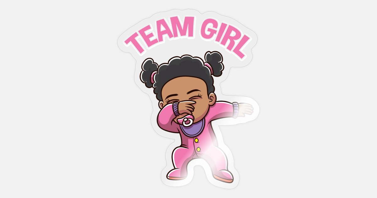 Team Girl Gender Reveal Party Dabbing Black Baby' Sticker | Spreadshirt