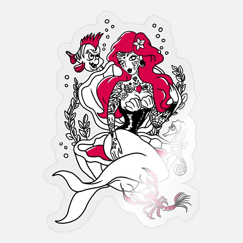 Mermaid Tattoo Art Design Old School Tattoo' Sticker | Spreadshirt