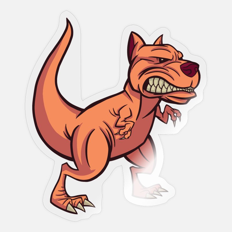 Funny cartoon Pitbull T-Rex dinosaur dog' Sticker | Spreadshirt