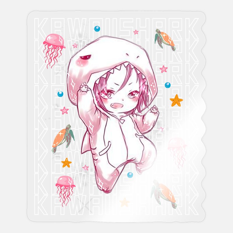 Kawaii Cute Shark - Anime Chibi Shark' Sticker | Spreadshirt