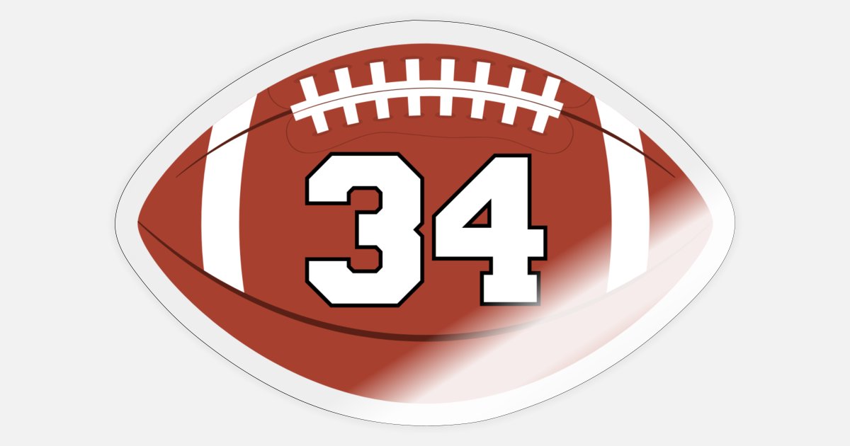 Football Favorite Lucky Jersey Number #34' Sticker