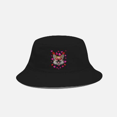 Womens Face Chihuahua Valentines Day Dog Face Heart Glasses Lo - Bucket Hat