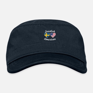 Swedish USA Flag Heart Unisex Trendy Denim Sun Hat Adjustable Baseball Cap