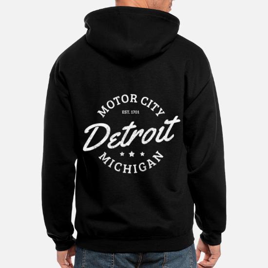 Mens Hoodies Detroit City Flag Michigan Cool Pullover Hooded Print Sweatshirt Jackets