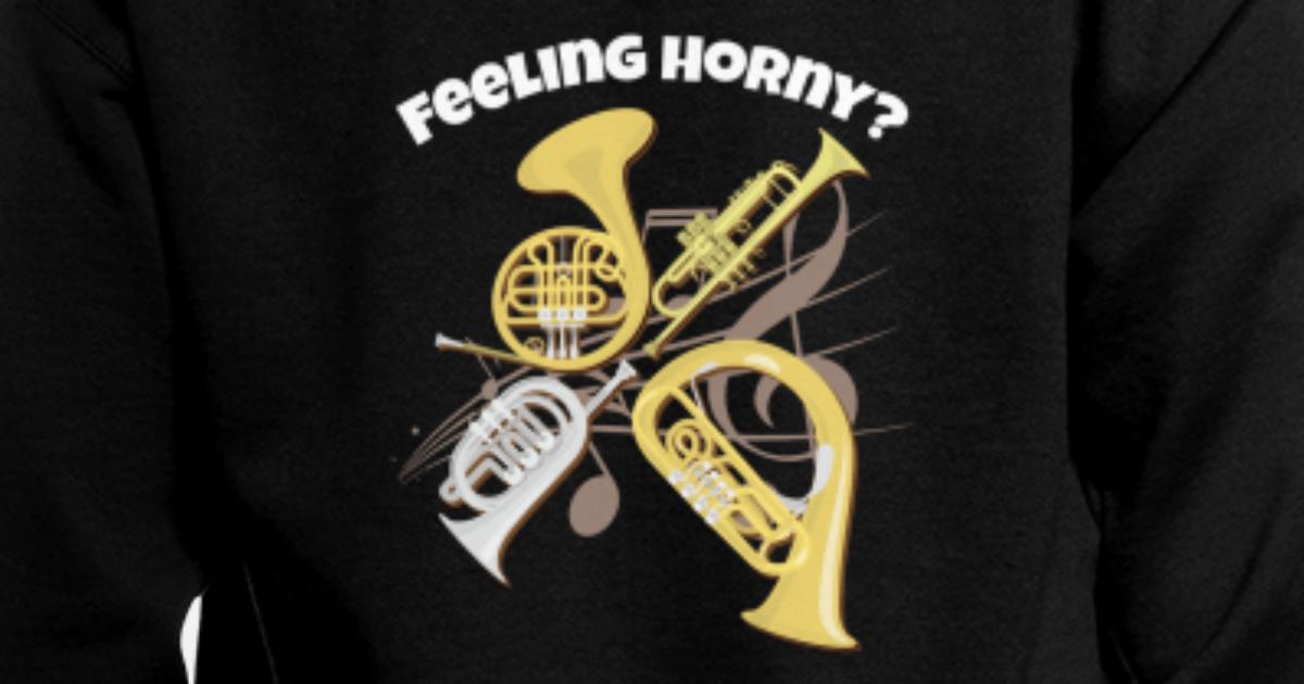 French Horn Vintage Retro Music Funny Brass Mens Pullover Hoodie 