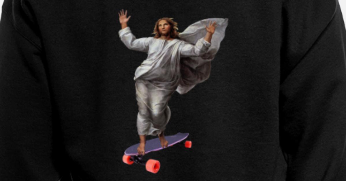 Jesus with Skateboard Longboard' Men's Zip Hoodie | Spreadshirt