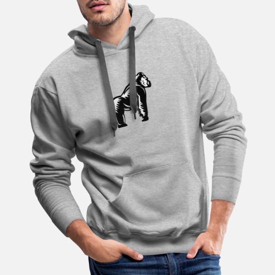 Gorilla Mens Pullover Hooded Sweatshirt Cozy Sport Outwear Gray