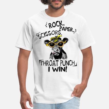 Paper Rock paper scissors throat punch i win cow - Men&#39;s T-Shirt