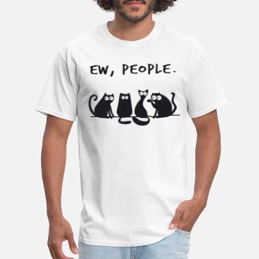Black Cat Face EW PEOPLE Funny T-Shirt For Cat Lover Men's T-shirt Cottonl Tee 