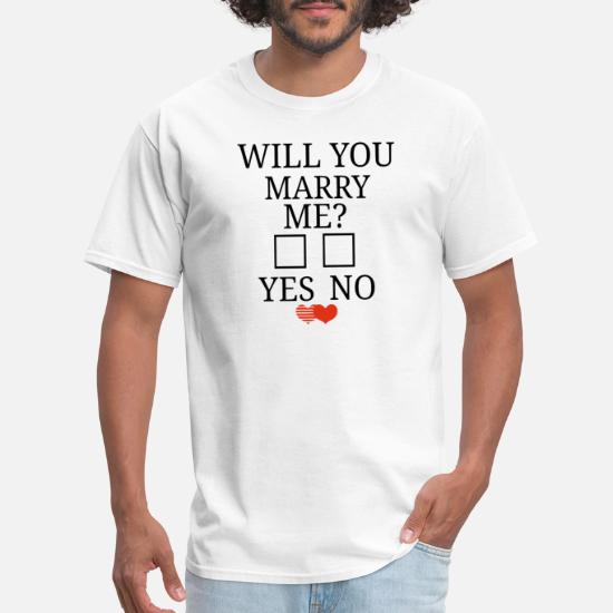 WILL YOU MARRY ME ENGAGEMENT PROPOSAL PROPOSE WEDDING BELLS RING MENS T SHIRT 