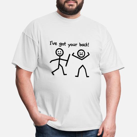 ALM786t-Mens Funny Printed Slogans T Shirts-I've Got Your Back!-Stickmen tshirt 