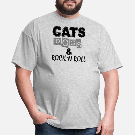 cat rock'n'roll organic cotton Cat T-shirt gray and white unisex