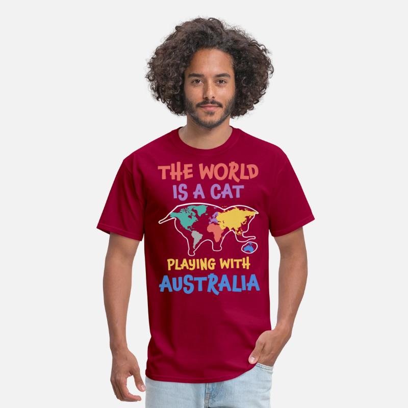 The World Is A Cat Playing With Australia T Shirt Men S T Shirt Spreadshirt