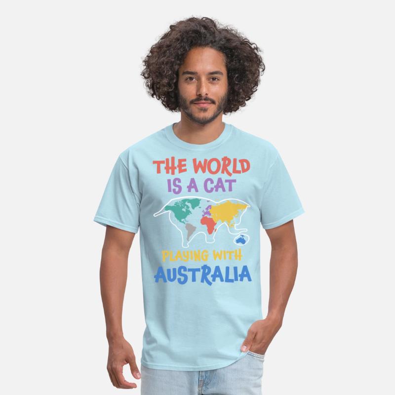 The World Is A Cat Playing With Australia T Shirt Men S T Shirt Spreadshirt