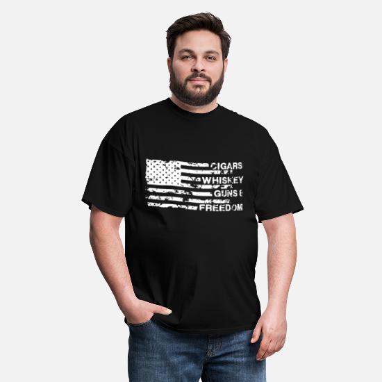 Distressed Print Men/'s New Patriotic Black T-shirt Whiskey Tobacco Firearms