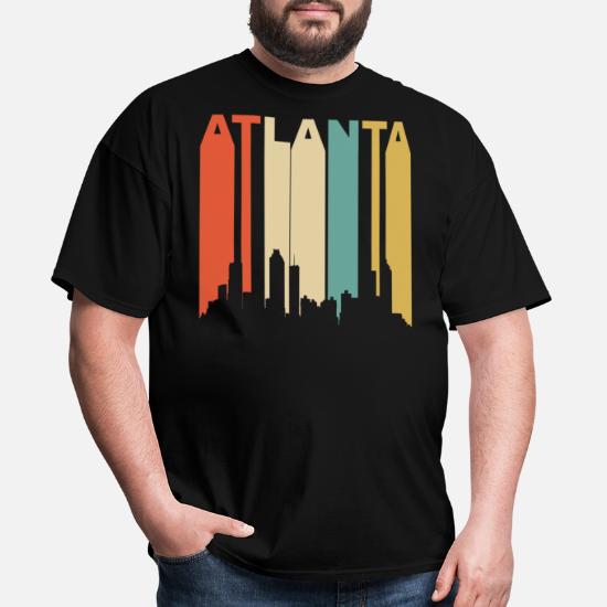 Retro 1970/'s Style Atlanta Georgia Cityscape Downtown Skyline T-Shirt
