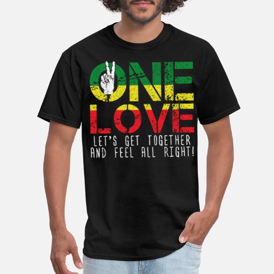Mens Reggae Music T-Shirt Organic Cotton Peace Love REGGAE
