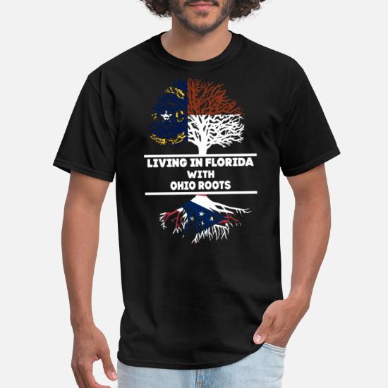 Tenacitee Mens Living in Florida North Dakota Roots T-Shirt 