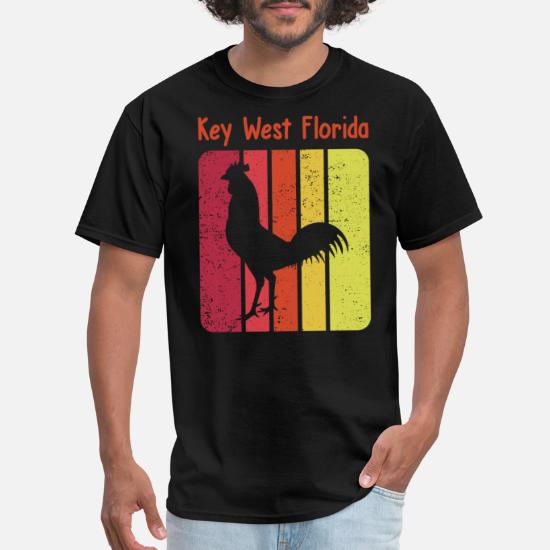 T-Shirts Mens Crew Neck Short-Sleeve Key West Island Florida Rooster Tee Shirt Casual Cotton Shirts Classic Tops